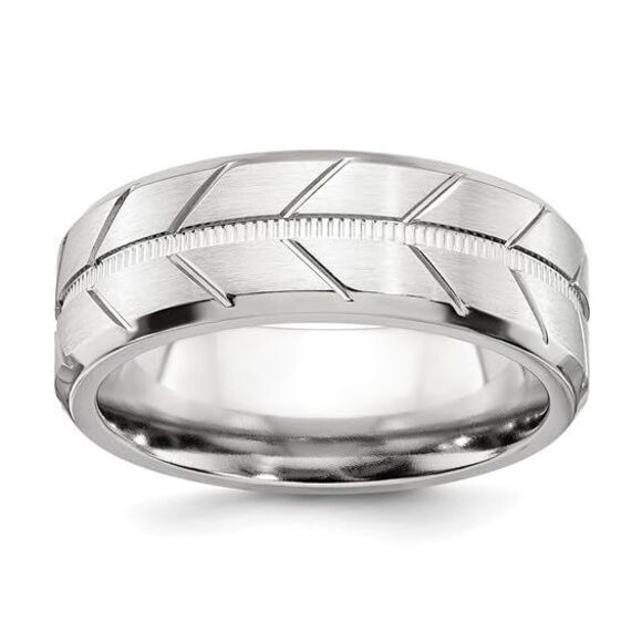 Chisel Cobalt Brushed & Polished Beveled 8mm Band - Picture 6 of 9